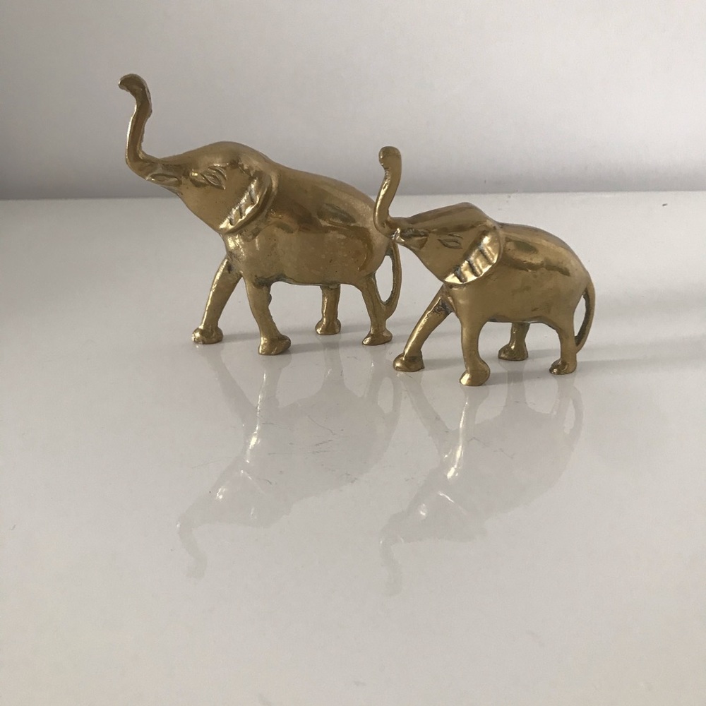 2pc Vintage‎ Brass Elephant